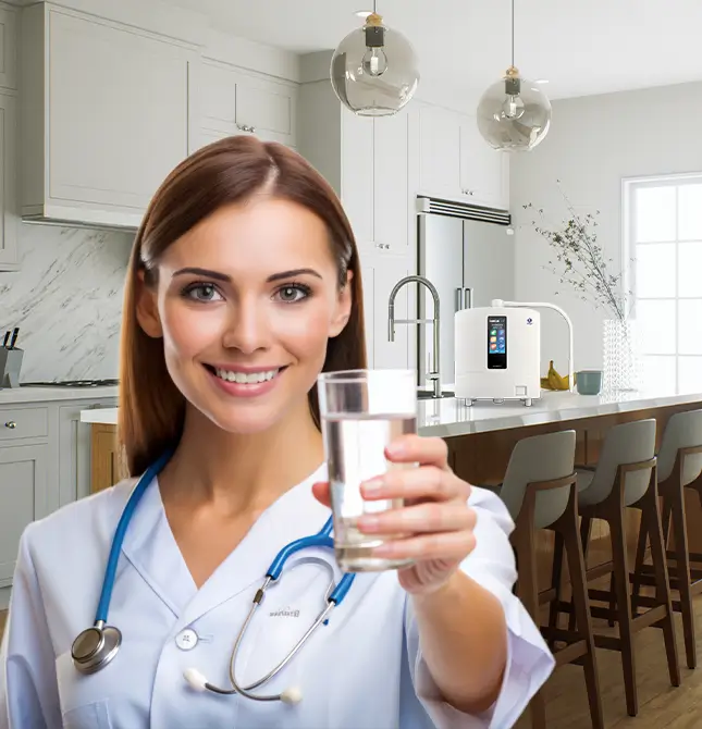 Air minum alkali antioksidan tinggi untuk kesehatan seluler.