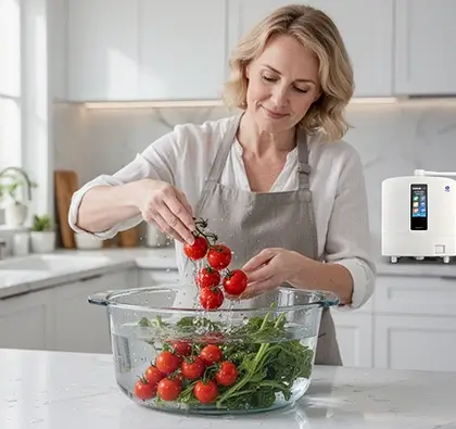 Mencuci Tomat Dan Sayuran Menggunakan Kangen Water Ph 11.5 Untuk Mengangkat Residu Pestisida.