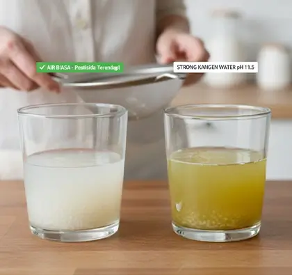 Demo Strong Kangen Water melarutkan pestisida pada beras