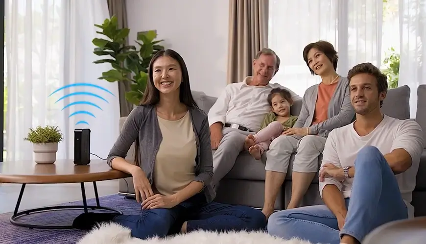 Perangkat Emguarde Enagic Indonesia Sedang Aktif Mengharmonisasi Radiasi Elektromagnetik Di Ruang Kerja.