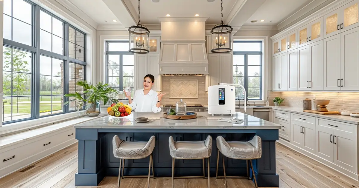 Mesin Kangen Water Leveluk K8 Enagic Indonesia dengan layar sentuh dan 8 pelat titanium medis