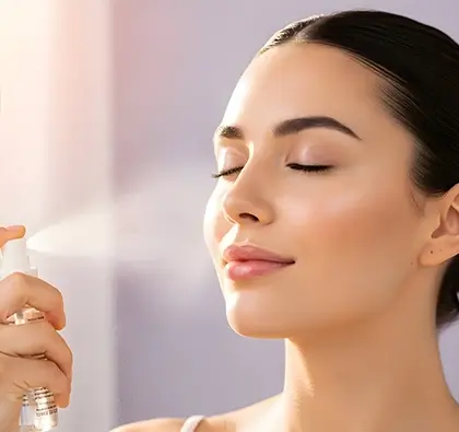 Wanita menggunakan produk skincare alami untuk merawat kesehatan kulit wajah