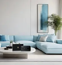 Perangkat Emguarde Enagic untuk perlindungan radiasi elektromagnetik di rumah.