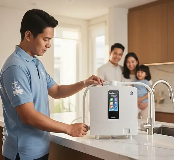 Tim Distributor Resmi Enagic Indonesia Melakukan Instalasi Mesin Unit Kangen Water.