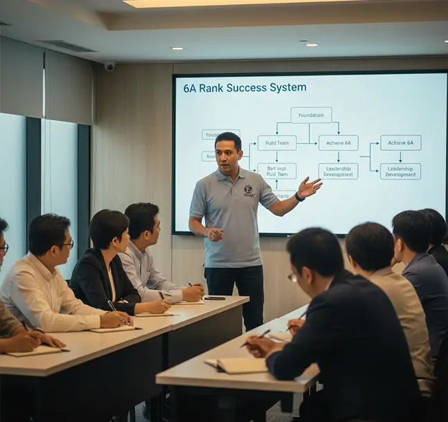 Mentor Bisnis Memberikan Bimbingan Marketing Plan Enagic Kepada Calon Mitra Baru.