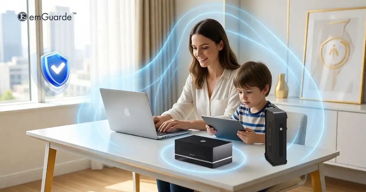 Ilustrasi perlindungan bahaya radiasi elektromagnetik menggunakan emGuarde
