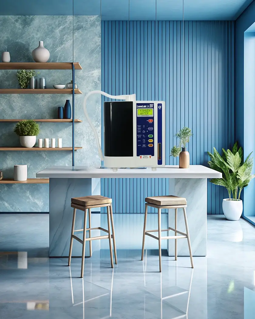 Unit mesin Enagic tipe JrIV (Junior IV) dengan 4 pelat titanium, ideal untuk keluarga kecil.