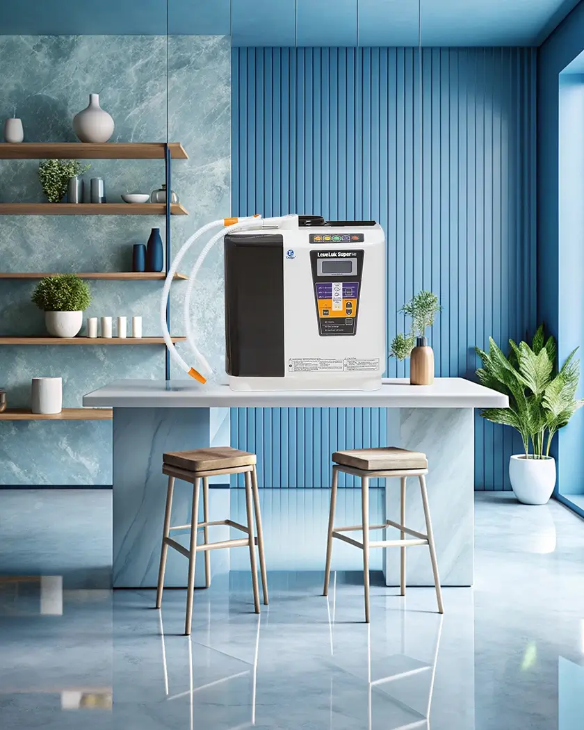 Mesin Enagic Super 501 dengan 12 pelat titanium untuk penggunaan komersial dan keluarga besar.